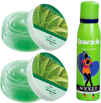 

Avon Anew two Naturals Hydration Mask Aloe Vera (75 g) With one sparkle perfume spray 150 ml(Set of 3)