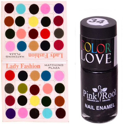 

Pink Root Nail Paint No. 34 (15ml), Lady Fashion Multi Color No. 15 Bindi(Set of 2)