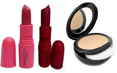 

studio fix combo Pressed Powder Compact&Mac Giambattista Matte Finish Lipstick(Set of 3)