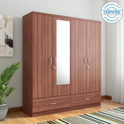 Hometown Ultima 3 With Rwlnt Engineered Wood 3 Door Almirah(Finish Color - Walnut, Mirror Included, Knock Down)