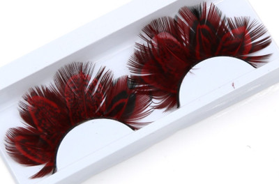 

SBE Red Crisscross Feather False Eyelashes Striped Thick Smoked Exaggerated Fake Eyelashes Stage Performance Makeup Eye Lashes(Pack of 1)