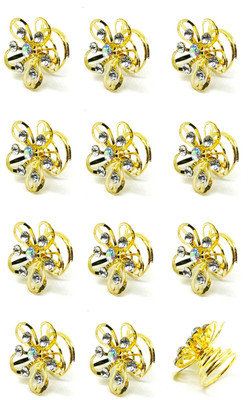 

Kauberi Jewels 12pcs Bridal Wedding Gold Crystal Flower Hair Coils Spirals Twists Pins Hair Accessory Set(Gold)