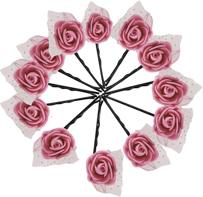 

Prime Rose Flower Hair Pins, Juda Pins Hair Accessories, Juda Hair Accessories Pins For Wedding Women And Girls, 10 Gram, Light Pink, 12 Pcs, Pack Of 1 (11133) Hair Pin(Pink)