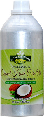 

Nutrients Choice 100% PURE & COLD PRESS UNREFINED AND SULPHER FREE COCONUT HAIRCARE OIL-1000 ML (1 LITER) Hair Oil(1000 ml)