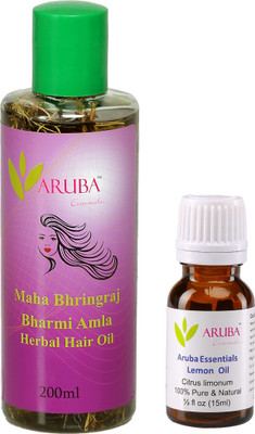

Aruba Essentials Maha Bhringraj Amla – Bharmi 200 ml & 15 ml Lemon Herbal Hair Oil(215 ml)