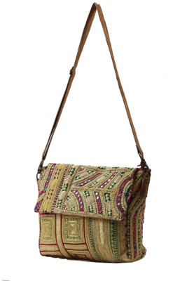 

jaipurtextilehub Sling Bag(Gold)