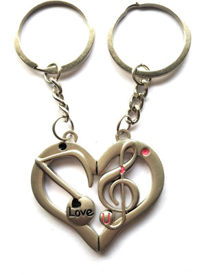 

Hats Off Couple Heart Magnate Key chain | Love you Double key Ring Key Chain