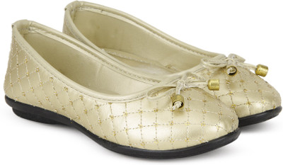 

BUBBLEGUMMER Girls Slip on Ballerinas(Gold, Beige