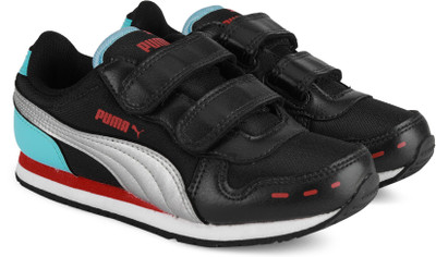 

Puma Boys & Girls Velcro Sneakers(Multicolor, Puma black-puma silver-poppy red-nrgy turquoise