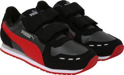 

Puma Boys & Girls Velcro Running Shoes(Grey, Dark shadow-flame scarlet