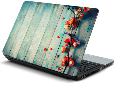 

threepointzero Wooden flowers blue laptop skin vinyl Laptop Decal 15