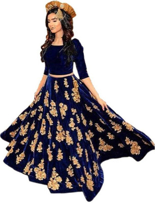 50% OFF on Vetrokart Embroidered Semi Stitched Lehenga Choli(Blue