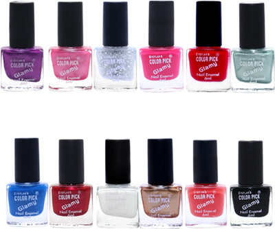 

Eyeflax's Colorpick Glamy Nail Enamel Combo of 12(3) Multicolor(Pack of 12)