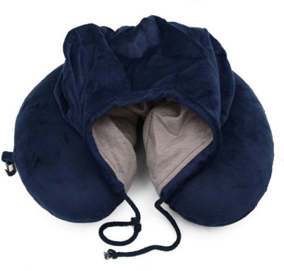 

Royalkart Hooded Travel Pillow Set - Travel pillow with hoodie - Portable Memory Foam Airplane Pillow - Comfortable U Shaped Pillow Neck Pillow(Blue)