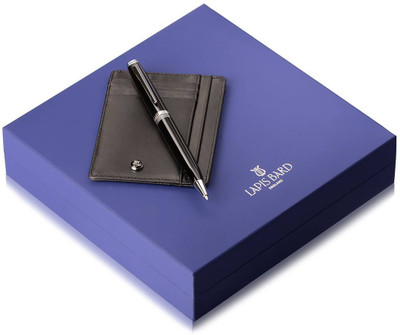 

Lapis Bard Contemporary Dark Metal Ballpoint Pen And Leather Card Holder Pen Gift Set(Pack of 2)