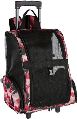 

Sri Oxford Pet Carrier Puppy Trolley Rolling Backpack Travel Wheels Luggage Bag for Cats, Pink Pet Stroller