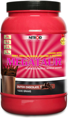 

Nitroid Megataur Weight Gainers/Mass Gainers(1000 g, Dutch Choclate)
