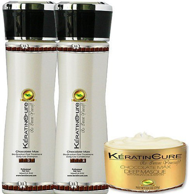 

Keratin Cure Eratin Cure Chocolate Piece Hair Care Sulfate Free Shampoo Conditioner & Deep Masque Soft Repair Moisturize(160 ml)