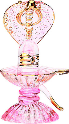 AFAST Afast Crystal Pink Shivling With Sheshnag Decorative Showpiece  -  9.5 cm(Glass, Pink)