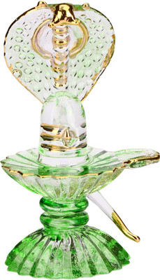 AFAST Afast Crystal Green Shivling With Sheshnag Decorative Showpiece  -  9.5 cm(Glass, Multicolor)