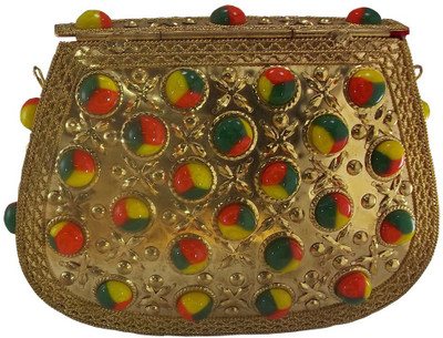 

HP Women Gold Metal Sling Bag