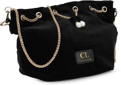 

Carlton London Girls Casual Black Velvet Sling Bag
