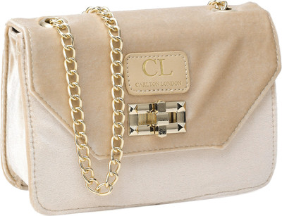 

Carlton London Girls Casual Beige Velvet Sling Bag