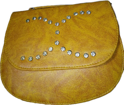 

HP Women Yellow Leatherette Sling Bag
