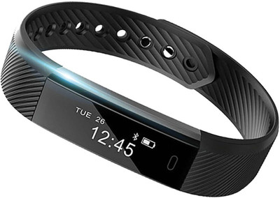 

VibeX ™ Fitness Activity Tracker Watch Step Walking Sleep Counter Wireless Wristband Pedometer Exercise Tracking Sweatproof Sports Bracelet(Black Strap, Size : Free Size), Ebony