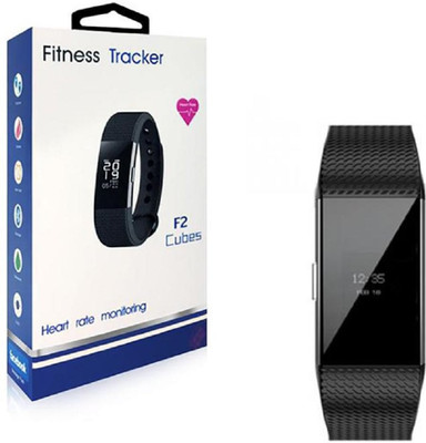 

VibeX ® F2 Cubes Fitness Tracker. Smart Wristband, Heart Rate Monitor, Waterproof, Flash Charge, Activity Tracking(Black Strap, Size : Free Size), Midnight