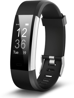 

VibeX ™ Fitness Tracker, ID115 Smart Bluetooth Wristband Pedometer Smart Bracelet Sleep Monitor, Waterproof Activity Smart Watch(Black Strap, Size : Free Size), Jet