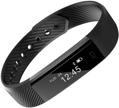 

VibeX ™ ID115 Smart Bracelet Fitness Tracker Watch Alarm Clock Step Counter Smart Wristband Bluetooth Sport Sleep Monitor(Black Strap, Size : Free Size), Onyx