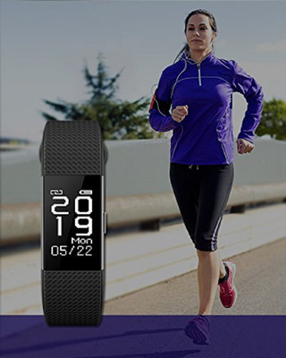 

VibeX ™ F1 Heart Rate Smart Wristband with Sleep Monitoring Sedentary Reminder(Black Strap, Size : Free Size), Supernova