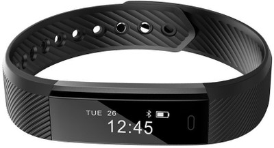 

VibeX ® Slim Touch Screen Activity Health Tracker Wearable Pedometer Smart Wristband(Black Strap, Size : Free Size), Black olive