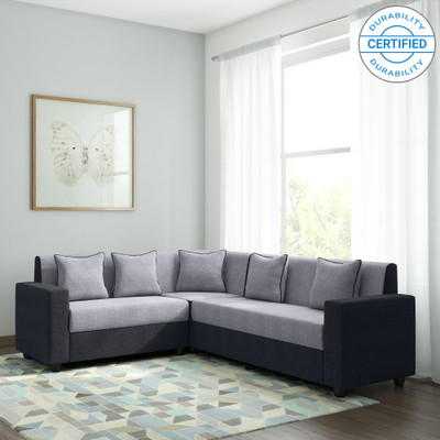 

Bharat Lifestyle Cosmo Plus Fabric 6 Seater Sofa(Finish Color - Black Grey)