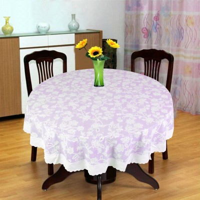 Katwa Clasic Floral 4 Seater Table Cover(Violet, PVC (Polyvinyl Chloride))