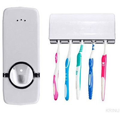 

PAGALYetrade Toothpest Dispenser Plastic Toothbrush Holder(White, Wall Mount)