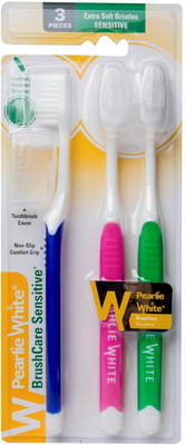 pearlie white BrushCare Sensitive Triple Pack (Imported) Extra Soft Toothbrush(Pack of 3)