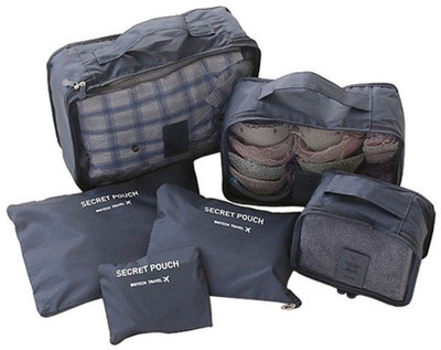 

DALUCI 6PCS Men and Women Travel Bag Clothes Underwear Bra Packing Cube Luggage Organizer Pouch Family Closet Divider Organiser Bags(Grey)