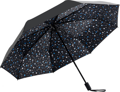 HOSHI THREE FOLD MANUAL OPEN UV COATED SHINING STAR UMBRELLA Umbrella(Black)