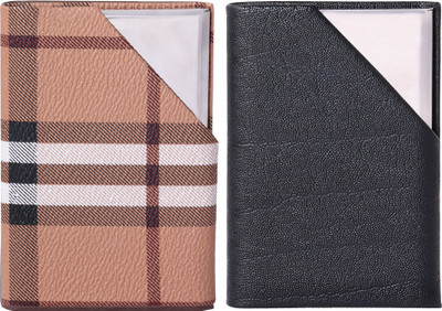 

MASU Men Black Artificial Leather Card Holder(1 Card Slot), Black & silver;multi-colour & silver