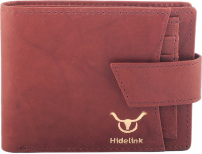 

Hidelink Men Brown Genuine Leather Wallet(8 Card Slots), Reddish brown