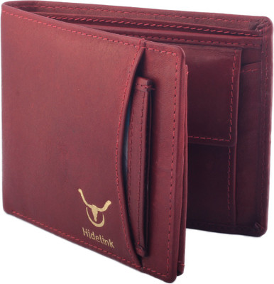 

Hidelink Men Casual Maroon Genuine Leather Wallet(9 Card Slots), Cherry brown