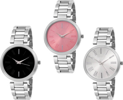 

Skmi combo of three stainless steel chain watch with three different dails for girls and Boys COMBO Watch - For Men & Women