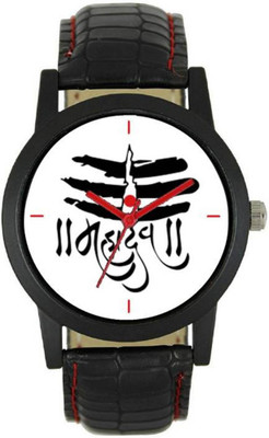 

SkyLona New Designer MAHADEV Dial Print Black Leather Belt Watch - For Men