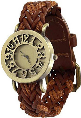 

iconfashion -66 Trendy_LightBrown_Vintage_Leather Watch - For Girls