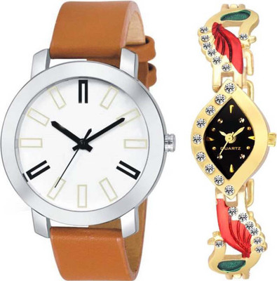 

Musket Attractive Stylish Designer Look Stainless Steel And Leather Strap For Couple5042 Watch - For Men & Women