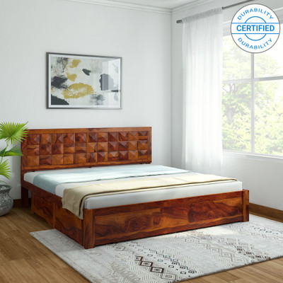 

Induscraft Antilia Drawer Sheesham Solid Wood King Bed With Storage(Finish Color - CHERRY)