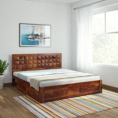 

Induscraft Antilia Drawer Sheesham Solid Wood Queen Bed With Storage(Finish Color - CHERRY)