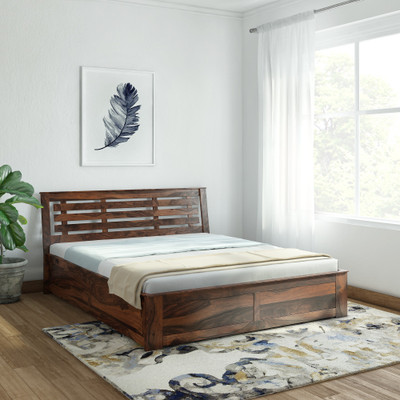 

Vintej Home Woodser Box Sheesham Solid Wood Queen Bed(Finish Color - Provincial Teak)